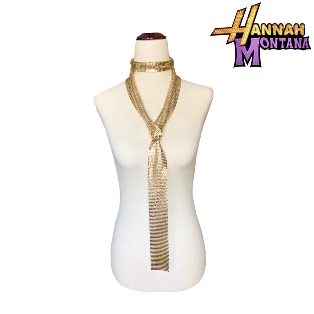 Hannah Montana’s wardrobe! Gold metal skinny scarf